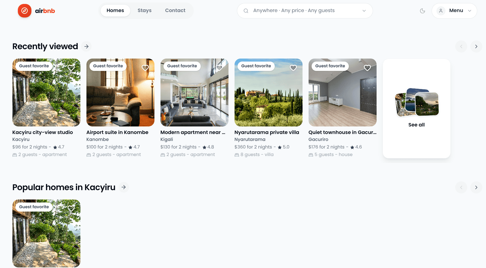 Airbnb Full-Stack Platform interface