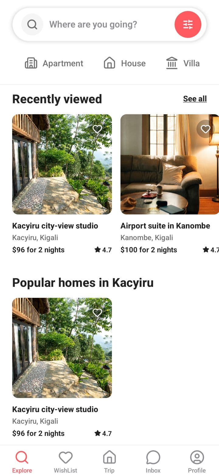 Airbnb Full-Stack Platform mobile interface