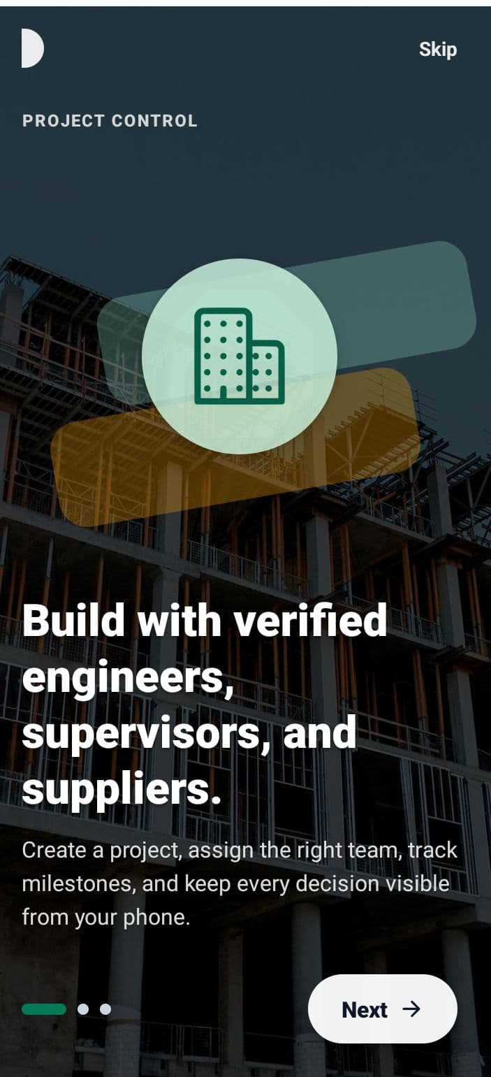 Inkingi Construction mobile interface